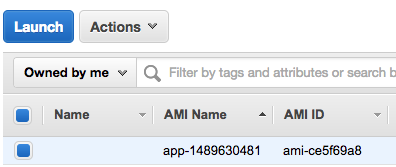 AwS Console showing app ami